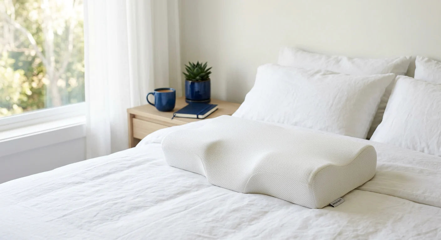 Sutera ergonomic pillow on bed