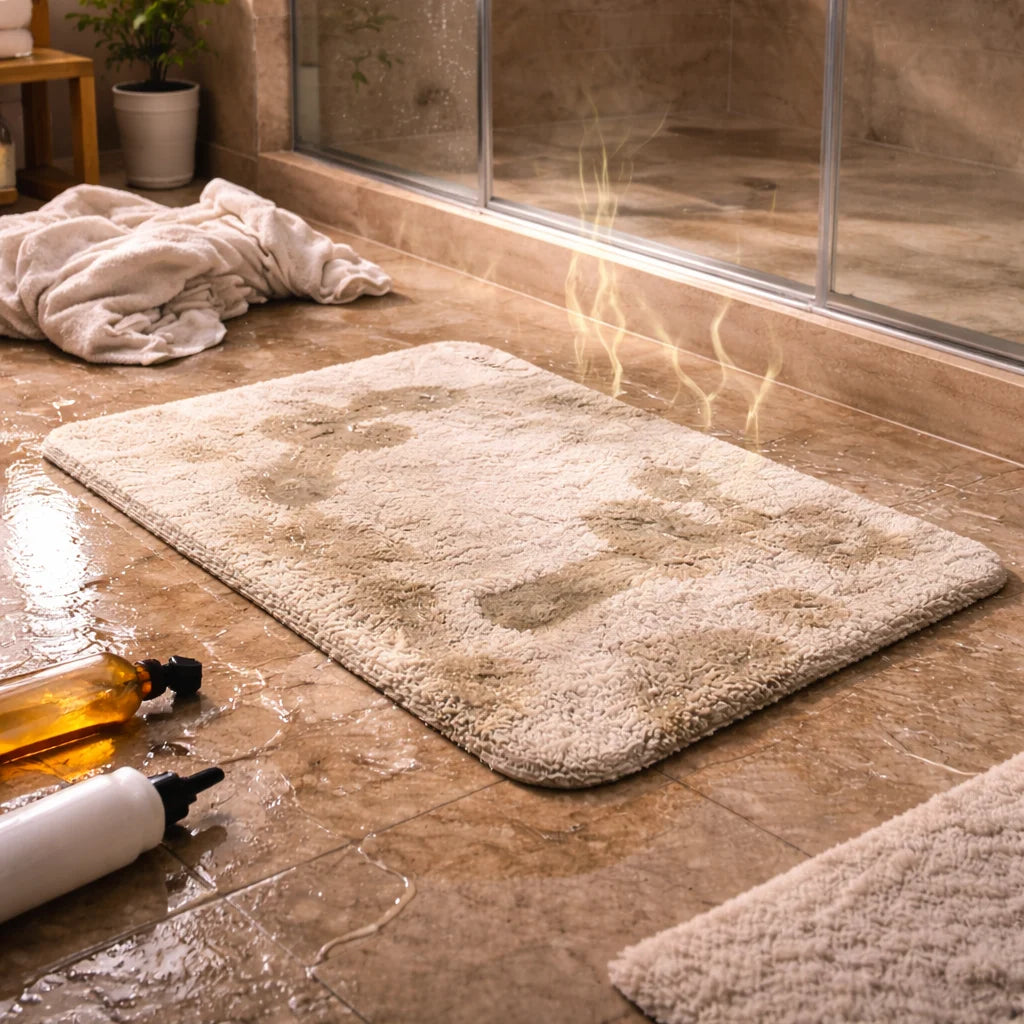 Wet fabric bath mat