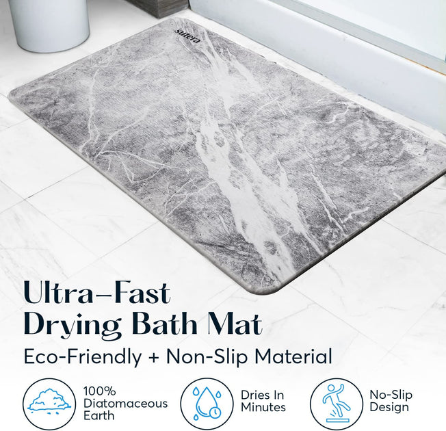 SUTERA Stone Bath Mat, Diatomaceous Earth Shower Mat, Non-Slip Super Abso