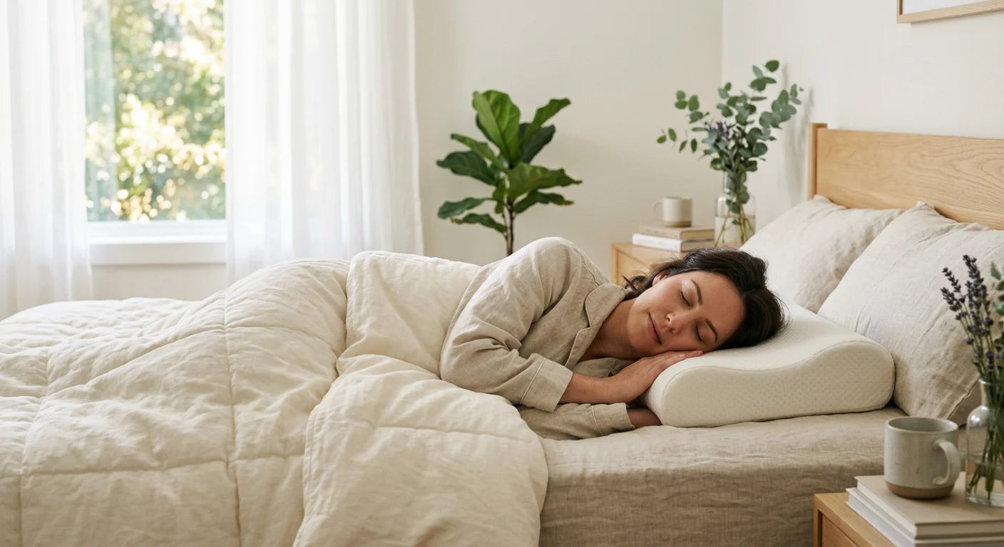 Happy sleeper on Sutera pillow