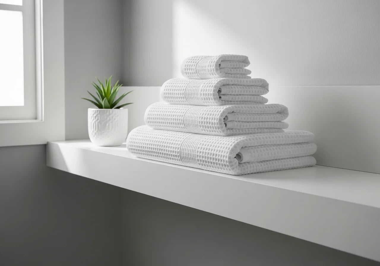 Stack of Sutera Silverthread towels