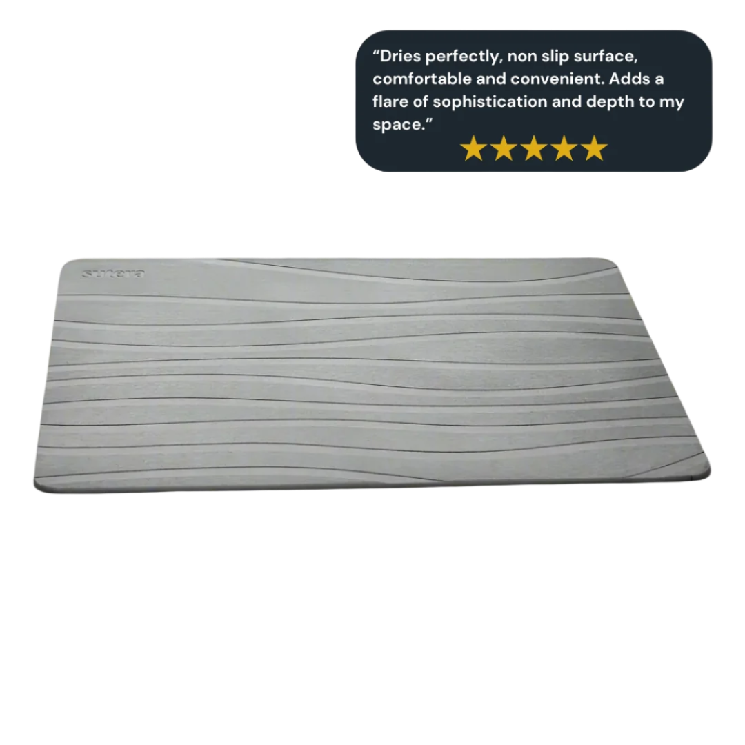 Quick-Dry Stone Bath Mat - Diatomaceous Earth - Latest Technology - Charcoal Gray