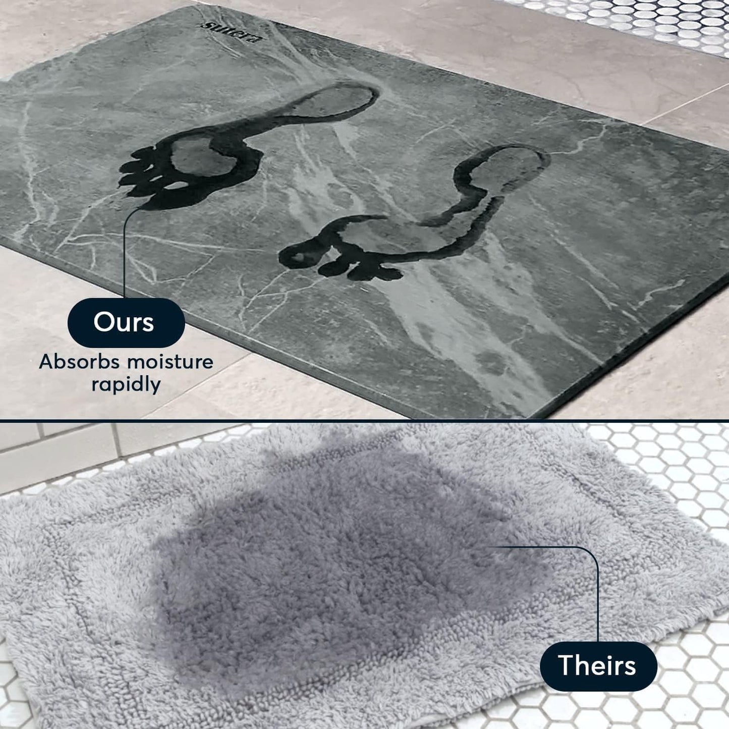 Quick-Dry Stone Bath Mat - Diatomaceous Earth - Latest Technology