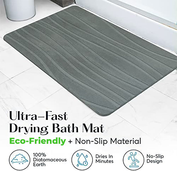 Grey Bath Floor Mat, Non-slip Absorbent Rug Bathroom Carpet Stone