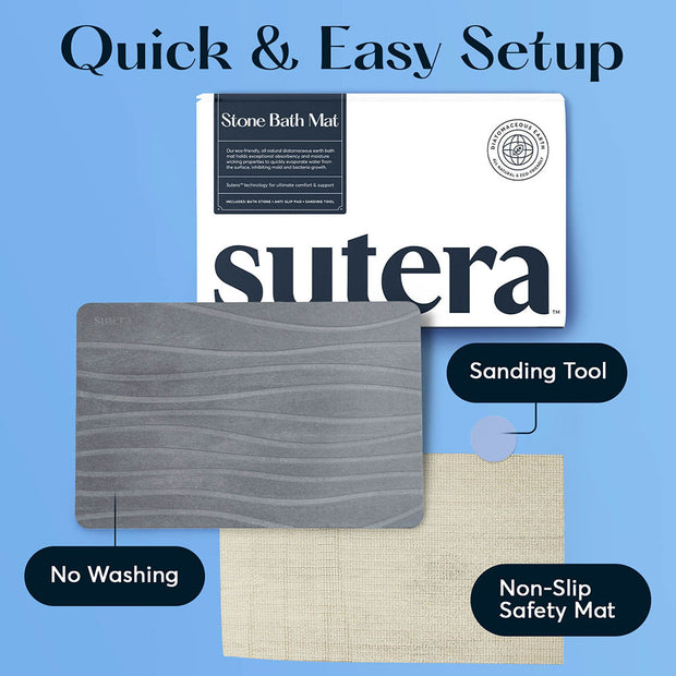  Sutera - Slide Guard Bath Mat, Non Slip, 23.6 x 17.5 Inch,  Rubber Bathtub Mat for Wet Areas, Drains Odor Anti Slim Shower Floor Mat :  Home & Kitchen