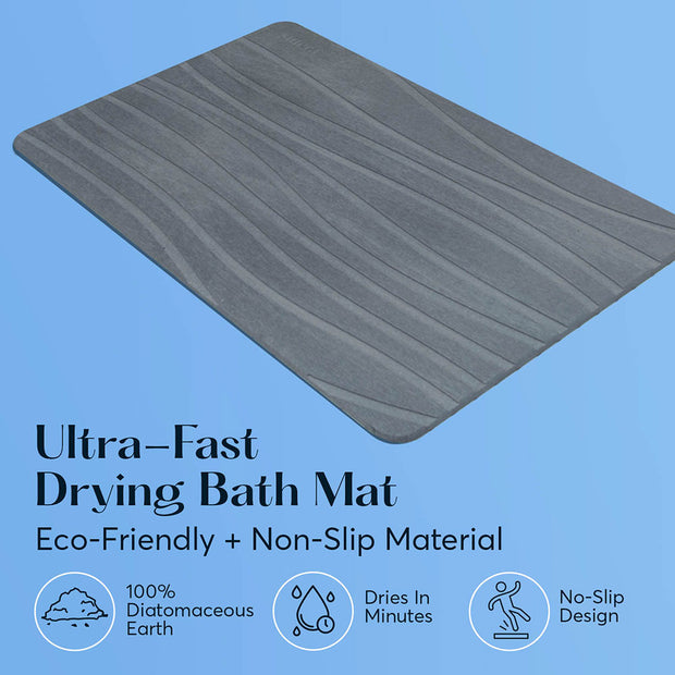 Sutera Stone Bath Mat, Stone Bathroom Mat, Diatomaceous Earth Bath Mat,  Stone